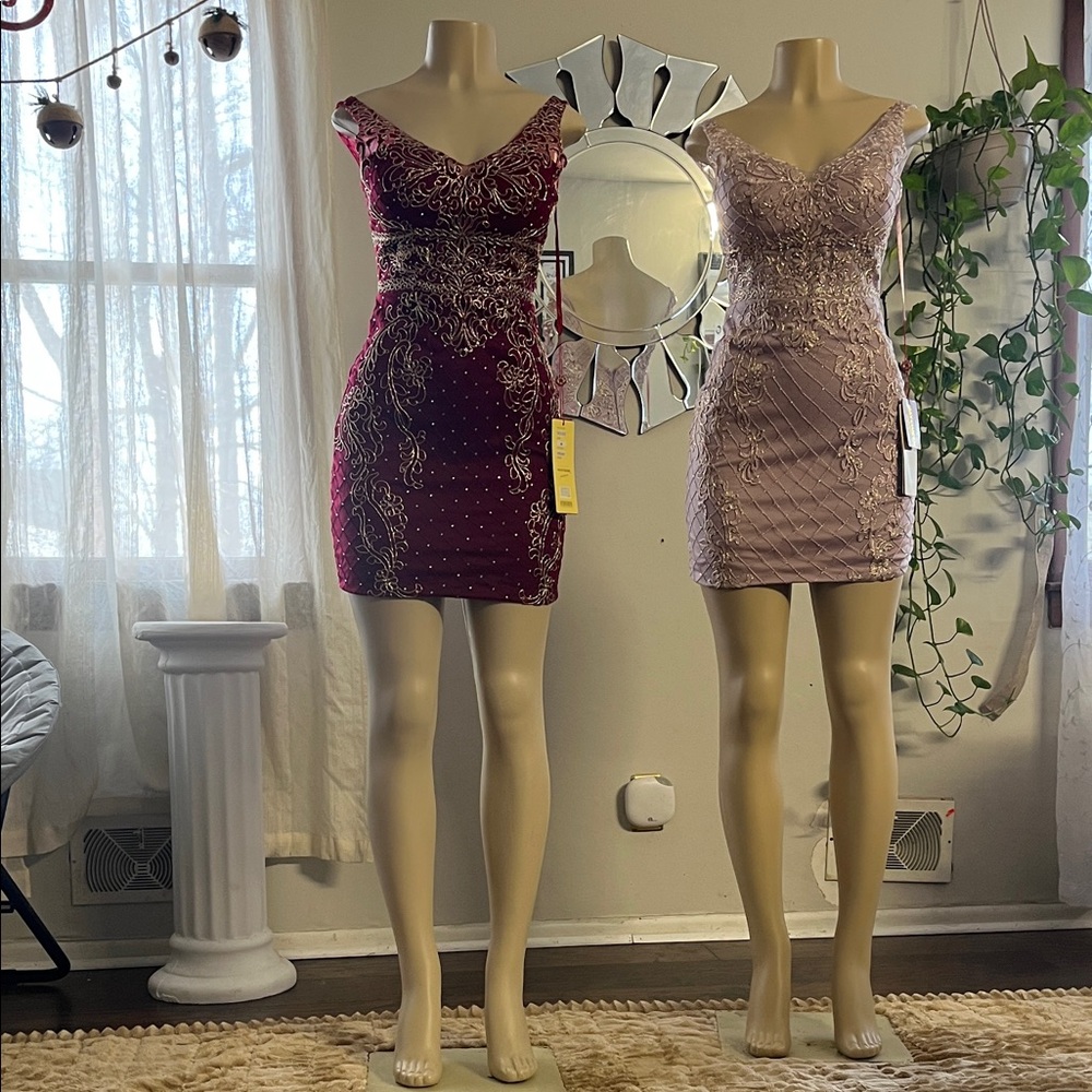 Elegant Burgundy and Mauve Lace Dresses